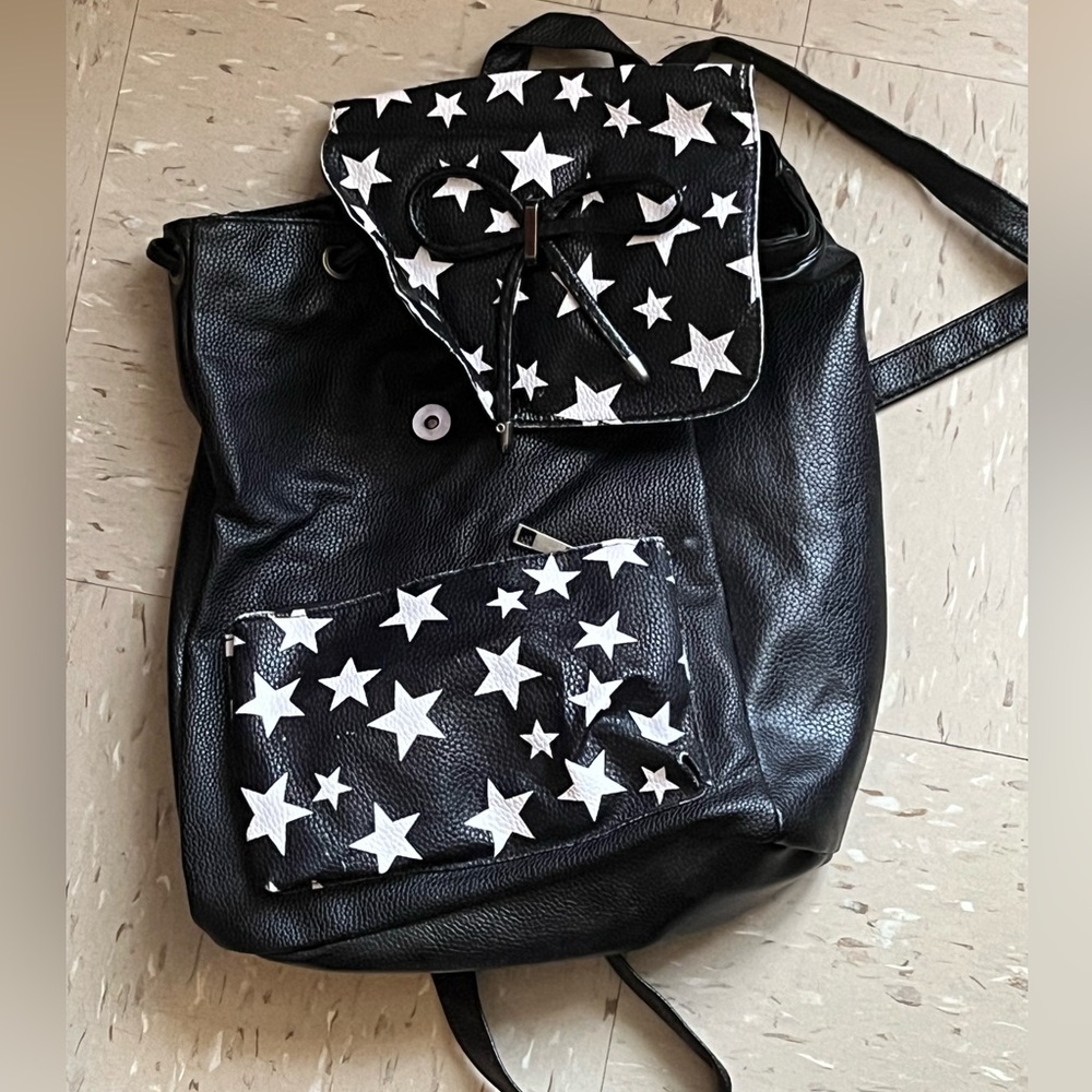 black and white star bookbag